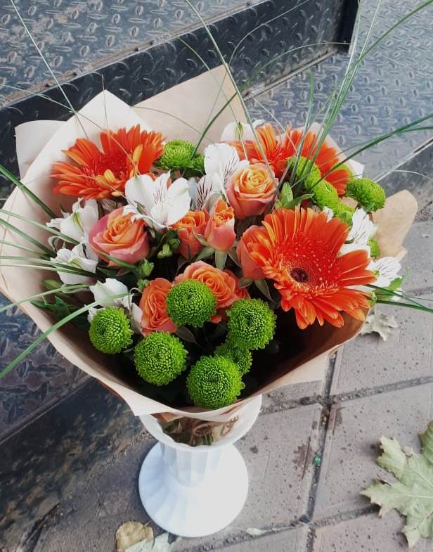 Букет цветов из: Герберы, Хризантемы, Альстромерии и Розы в Завьялово