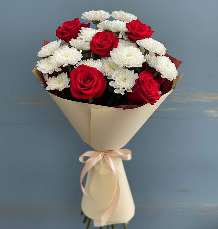 Букет цветов из: Розы и Хризантемы в Завьялово