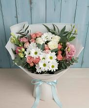 Букет цветов из:  Розы, Лизиантусы и Хризантемы в Завьялово