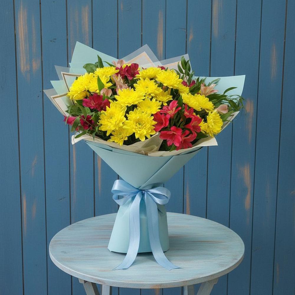 Букет цветов из: Альстромерии и Хризантемы в Завьялово