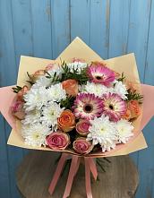 Букет цветов из:  Розы, Герберы и Хризантемы #REPLACE_PRED# Завьялово
