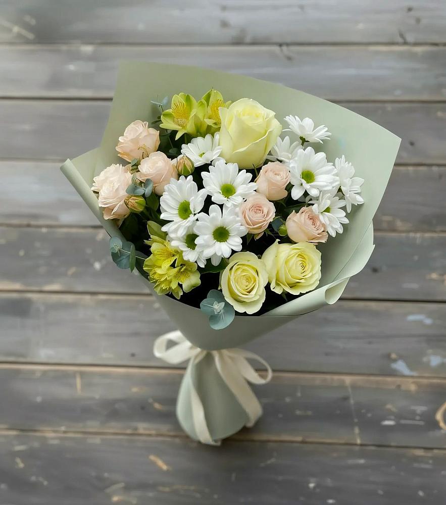 Букет цветов из: Альстромерии, Розы и Хризантемы в Завьялово