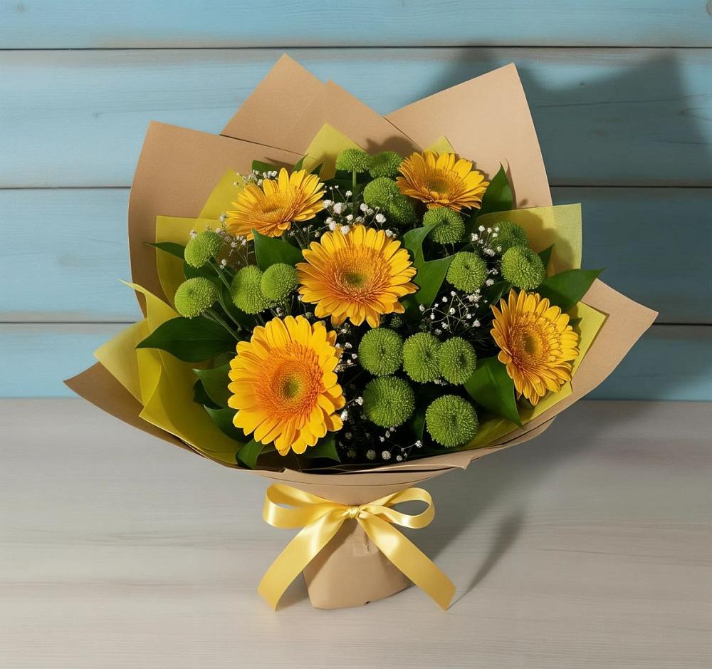 Букет цветов из: Герберы и Хризантемы в Завьялово
