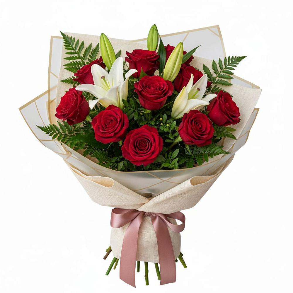 Букет цветов из: Лилии и Розы в Завьялово