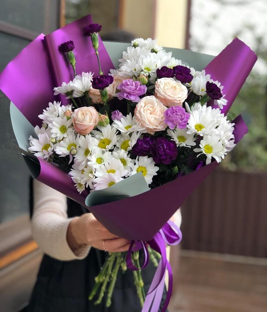 Букет цветов из: Хризантемы, Гвоздики и Розы в Завьялово