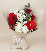 Букет цветов из:  Розы, Хризантемы, Герберы и Лилии в Завьялово