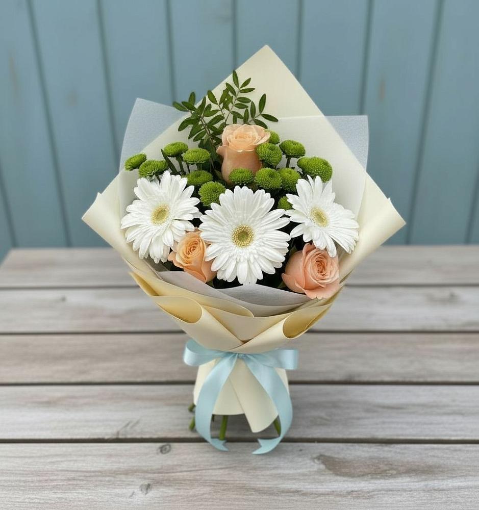 Букет цветов из: Герберы, Розы и Хризантемы в Завьялово