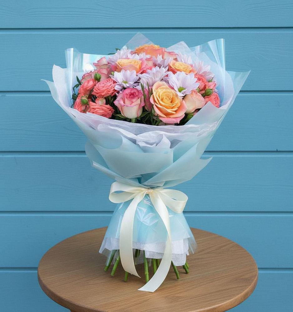 Букет цветов из: Хризантемы и Розы в Завьялово