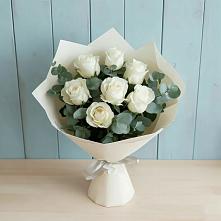 Букет Белые розы в Эвкалипте в Завьялово