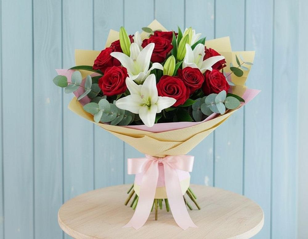 Букет цветов из: Лилии и Розы в Завьялово